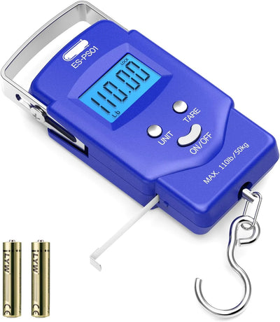 Digital Hanging Scale Built-In Tape Measure 110 Lb Capacity Backlit LCD