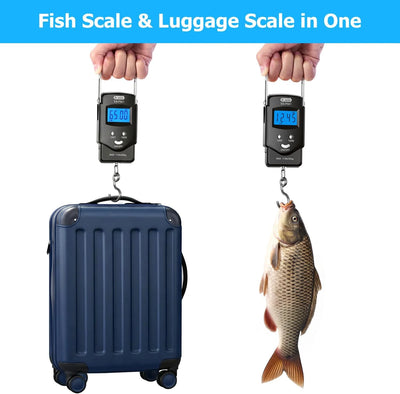 Digital Hanging Scale Built-In Tape Measure 110 Lb Capacity Backlit LCD