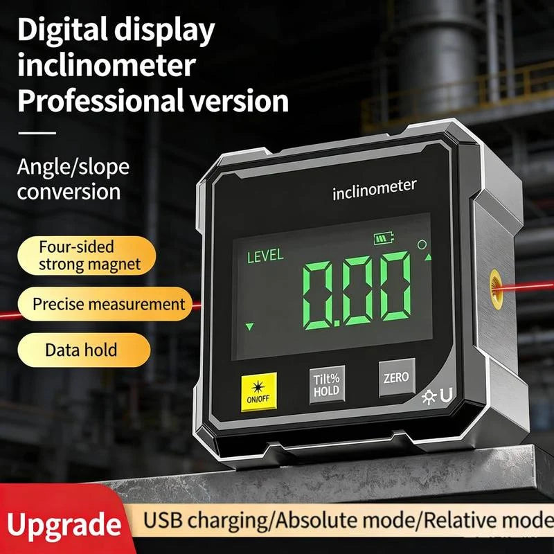Digital Laser Angle Meter 0.2° Accuracy Magnetic Base