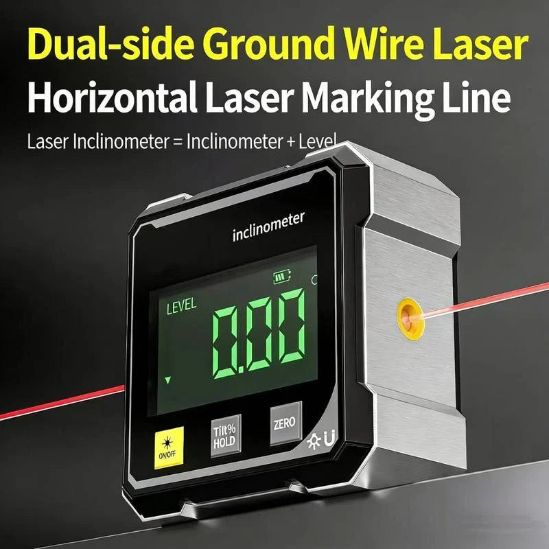 Digital Laser Angle Meter 0.2° Accuracy Magnetic Base