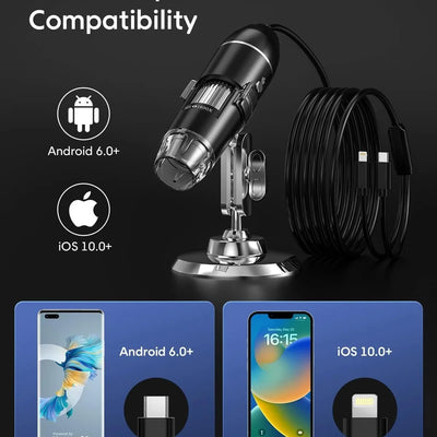 Digital Microscope 1600x Magnification USB-Powered