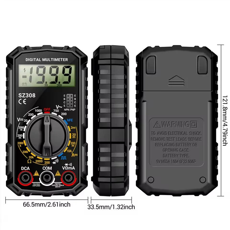 Digital Multimeter AC/DC Voltage Continuity & Diode Testing