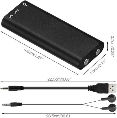 Digital Voice Recorder One-Touch Lavalier Microphone Long Battery Life