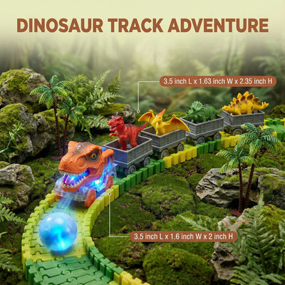 Dinosaur Train Set Flexible Snap-Together Tracks LED Lights