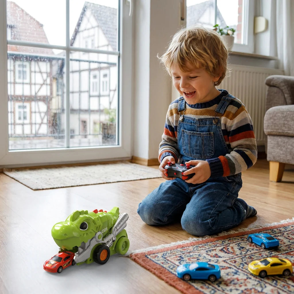 Dinosaur Truck Remote Control Swallowing Function Includes Cars