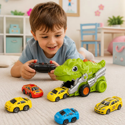 Dinosaur Truck Remote Control Swallowing Function Includes Cars