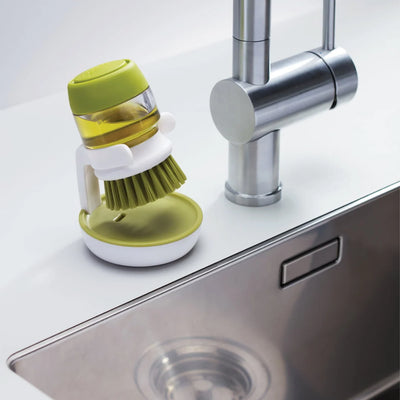 Dish Brush Integrated Detergent Dispenser Scratch-Resistant Bristles Drip Stand