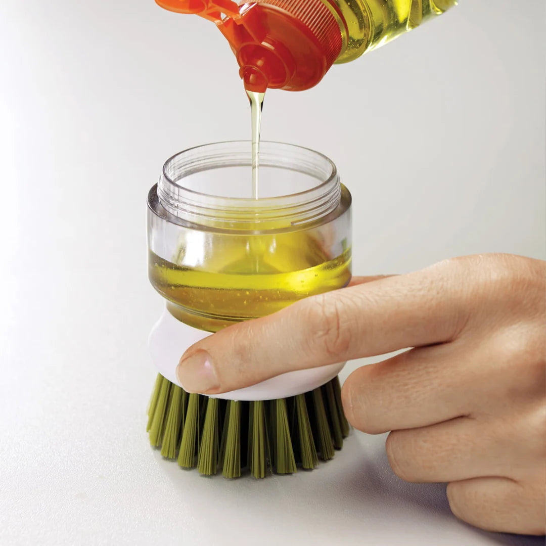 Dish Brush Integrated Detergent Dispenser Scratch-Resistant Bristles Drip Stand