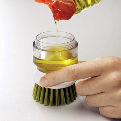 Dish Brush Integrated Detergent Dispenser Scratch-Resistant Bristles Drip Stand