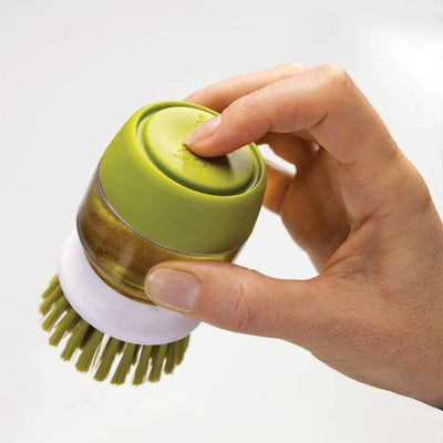 Dish Brush Integrated Detergent Dispenser Scratch-Resistant Bristles Drip Stand