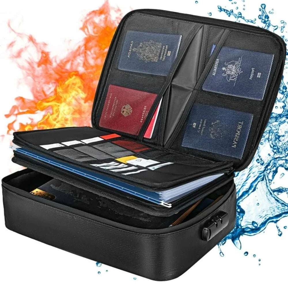 Document Bag 2000°F Fire Resistant Waterproof Built-In Lock