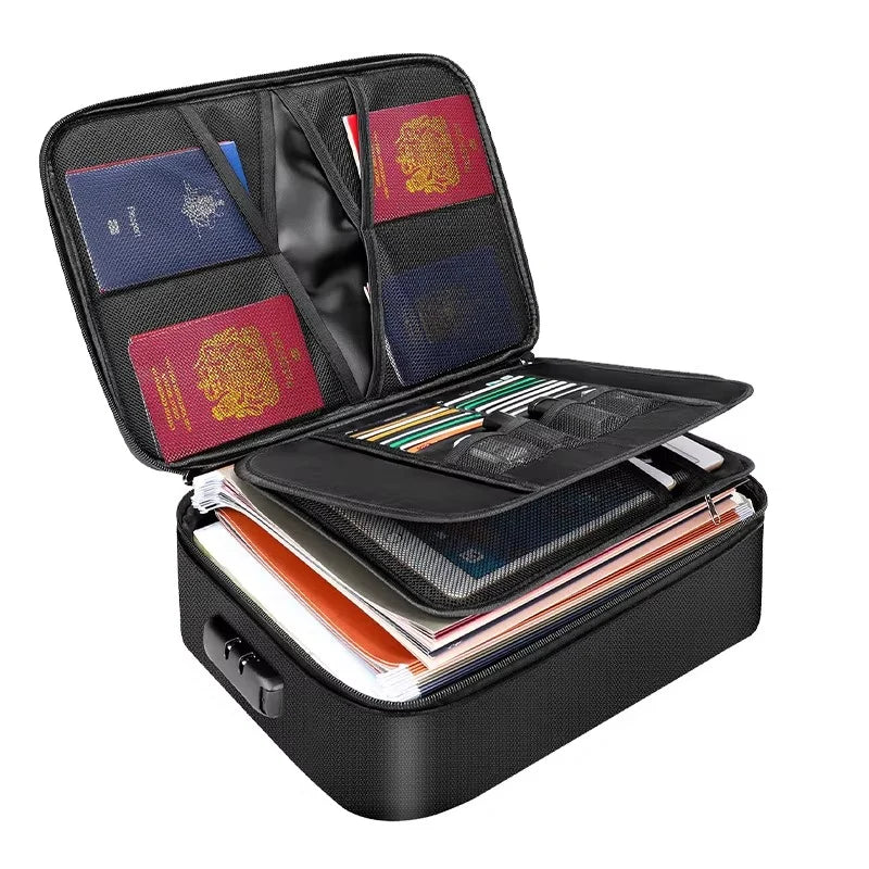 Document Organizer Fire-Resistant & Waterproof Multiple Compartments