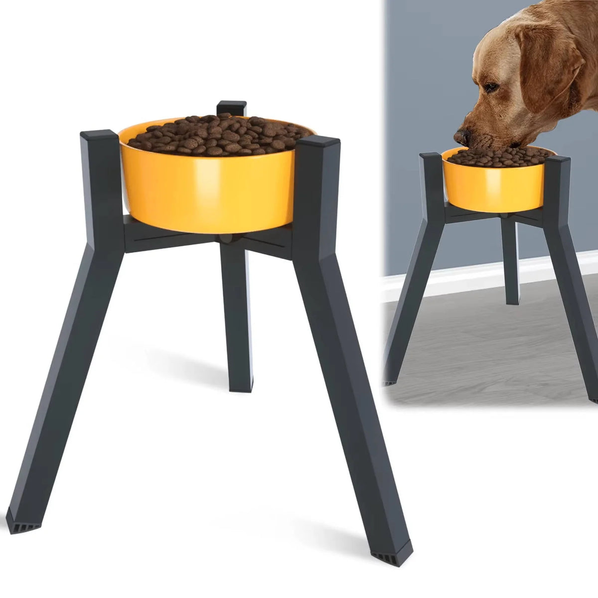 Dog Bowl Stand Elevated Adjustable Width Foldable Metal