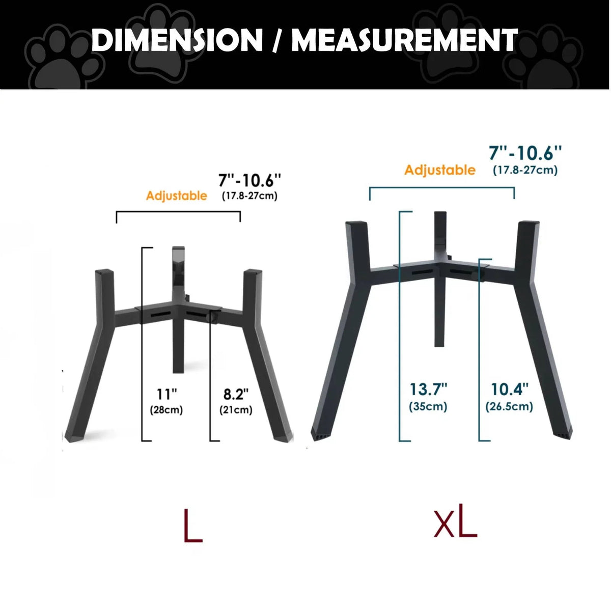 Dog Bowl Stand Elevated Adjustable Width Foldable Metal
