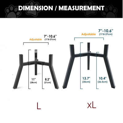 Dog Bowl Stand Elevated Adjustable Width Foldable Metal