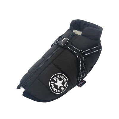 Dog Coat Integrated Harness Padded Thermal & Reflective