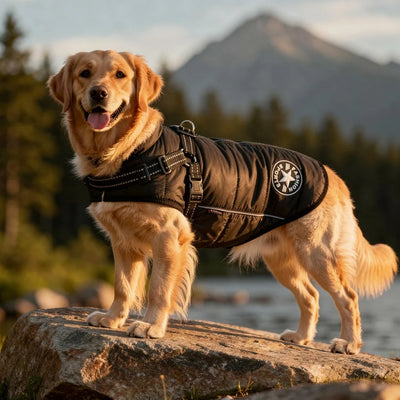 Dog Coat Integrated Harness Padded Thermal & Reflective