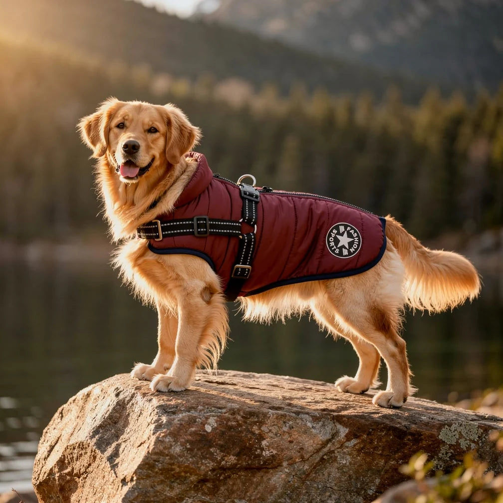 Dog Coat Integrated Harness Padded Thermal & Reflective