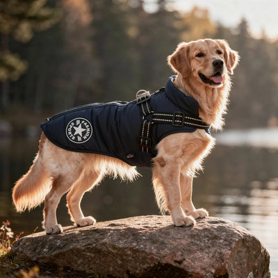 Dog Coat Integrated Harness Padded Thermal & Reflective
