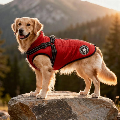 Dog Coat Integrated Harness Padded Thermal & Reflective