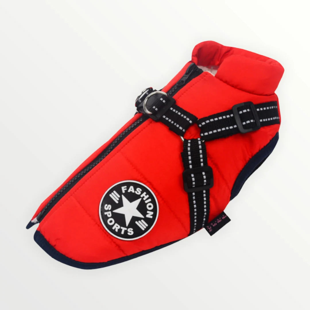 Dog Jacket Wind- & Water-Repellent Integrated Harness Reflective Strips