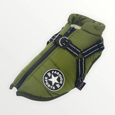 Dog Jacket Wind- & Water-Repellent Integrated Harness Reflective Strips