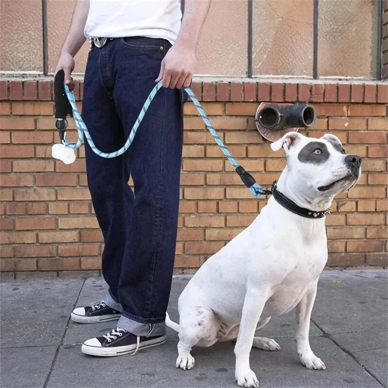 Dog Leash Reflective Padded Handle Double Rope Construction