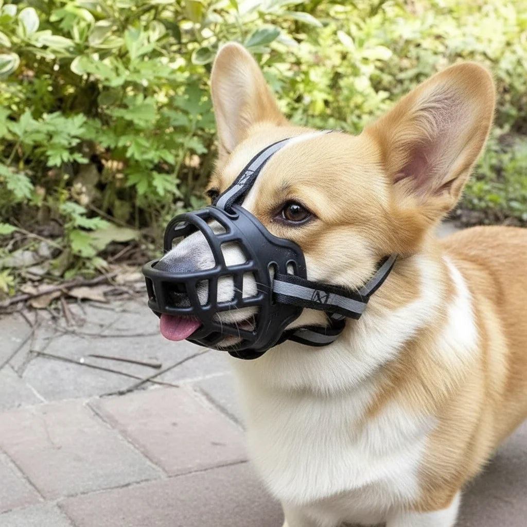 Dog Muzzle Breathable Mesh Adjustable Straps for Panting