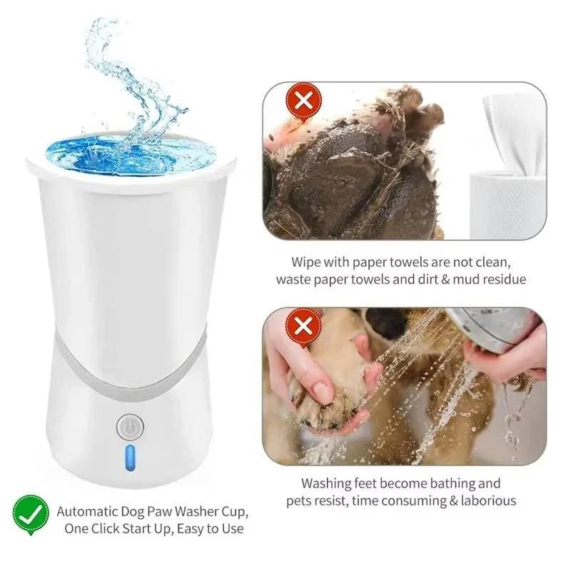 Dog Paw Cleaner Rotating Silicone Brushes Rechargeable & Quiet