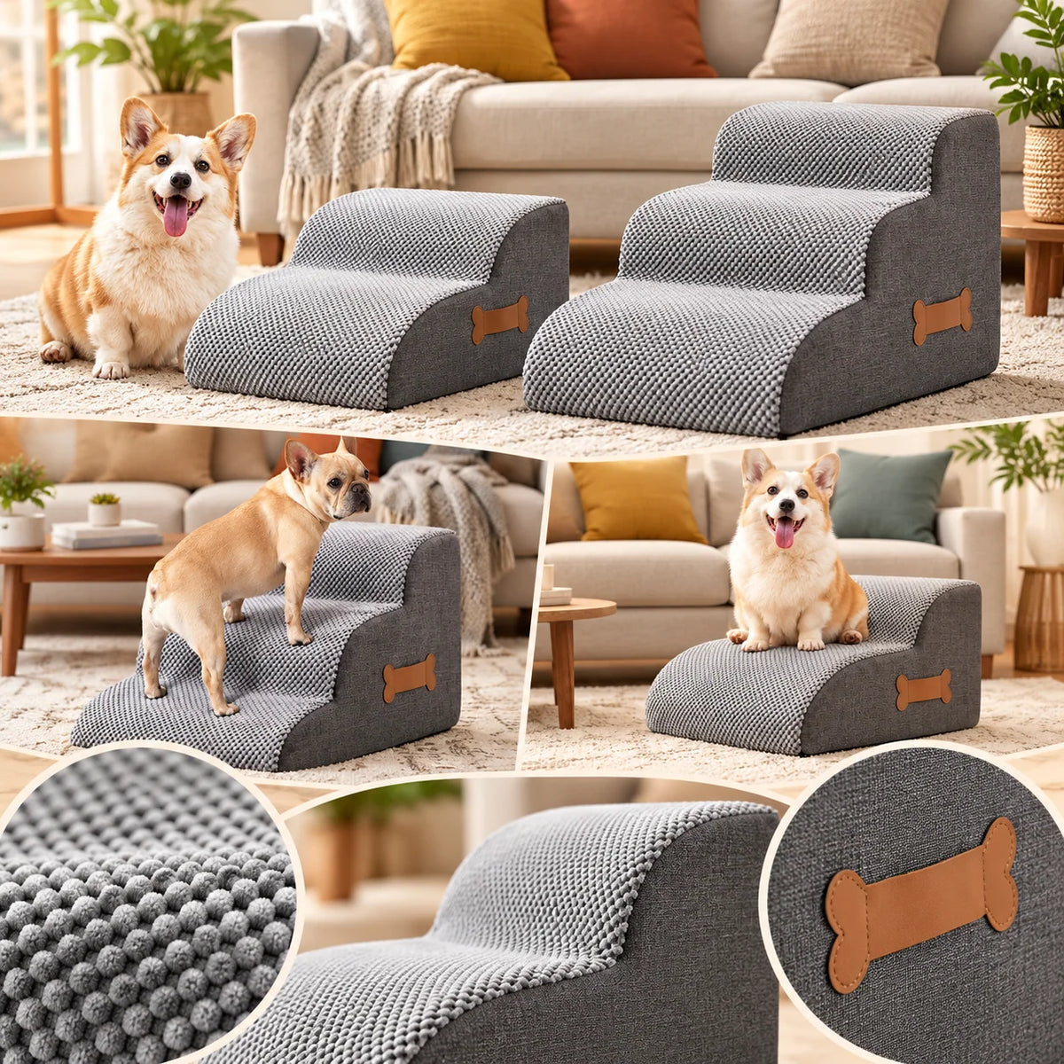 Dog Stairs High-Density Foam Non-Slip Washable Cover
