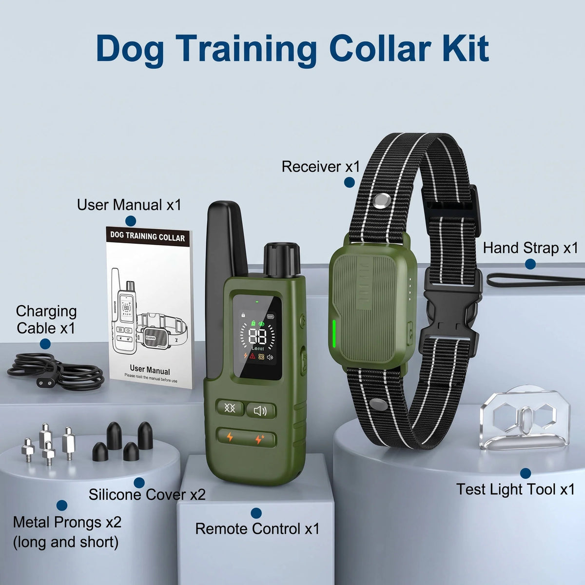 Dog Training Collar Dual-Channel Remote Waterproof 3,300 Ft Range
