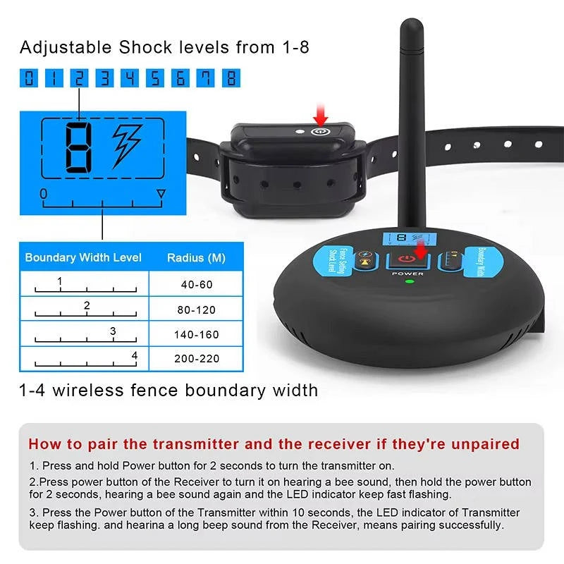 Dog Training Collar Wireless Boundary Waterproof 656-Foot Range