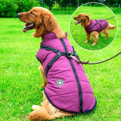 Dog Winter Jacket Waterproof Sherpa Lined Integrated Harness