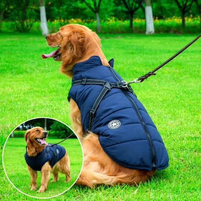 Dog Winter Jacket Waterproof Sherpa Lined Integrated Harness