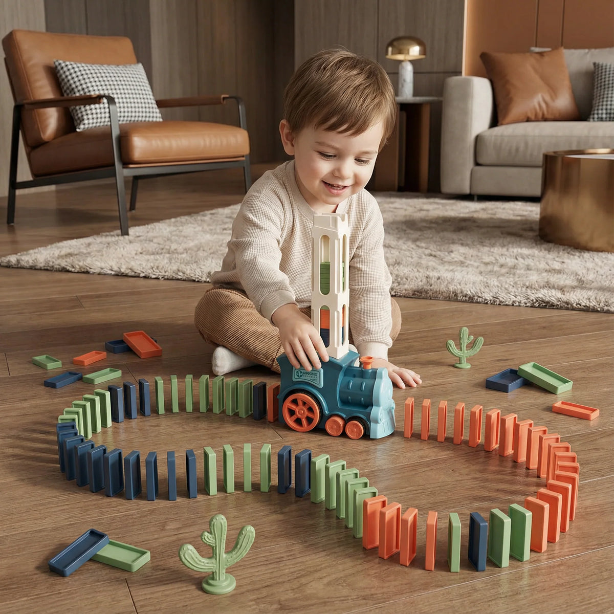 Domino Train Toy Motorized Automatic Placement Reusable Cartridge