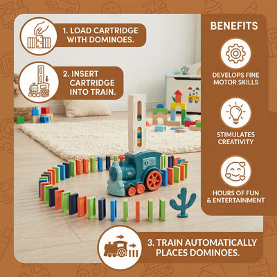 Domino Train Toy Motorized Automatic Placement Reusable Cartridge