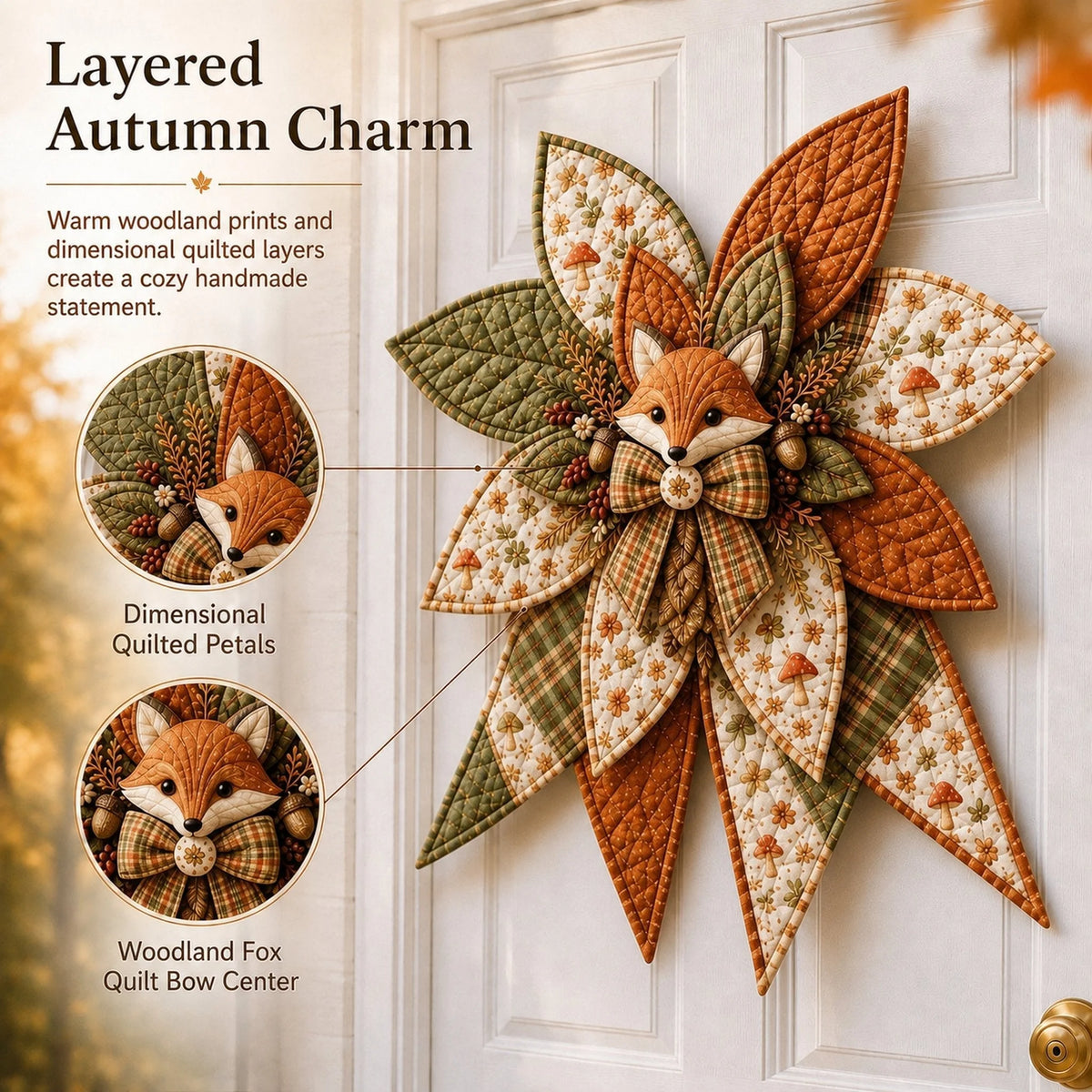 Door Wreath Sewing Kit Forest Fox Complete Beginner-Friendly