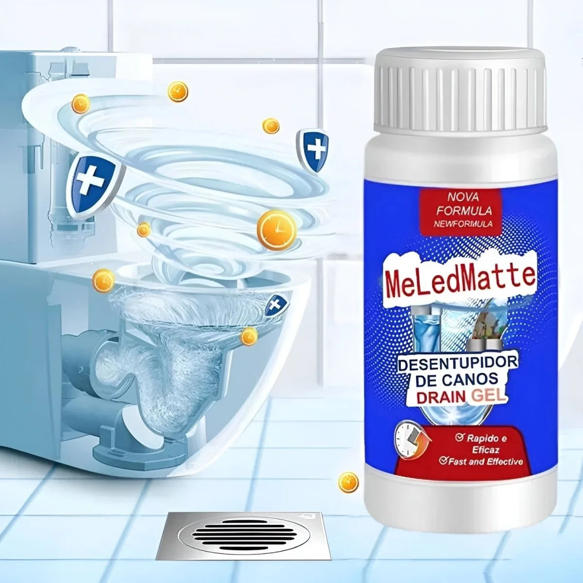 Drain Cleaner Fizzing Powder Dissolves Grease & Hair