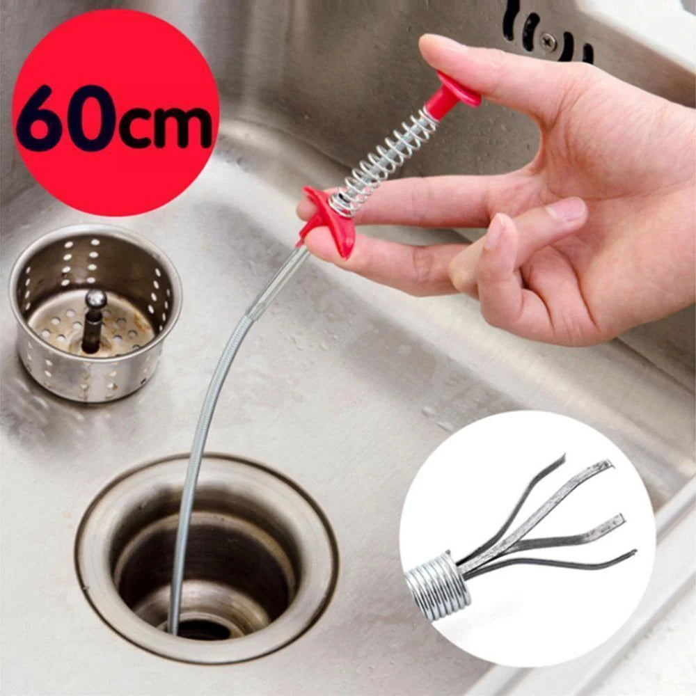 Drain Hook Flexible Spring Steel Barbed Tip 60 cm
