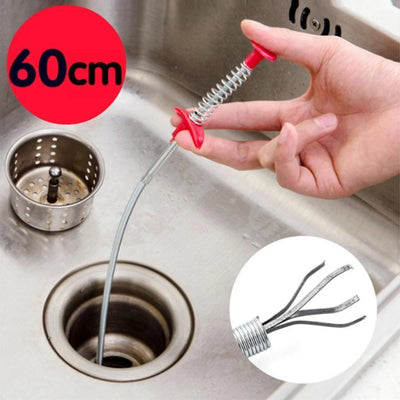 Drain Hook Flexible Spring Steel Barbed Tip 60 cm