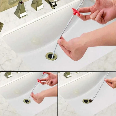 Drain Hook Flexible Spring Steel Barbed Tip 60 cm