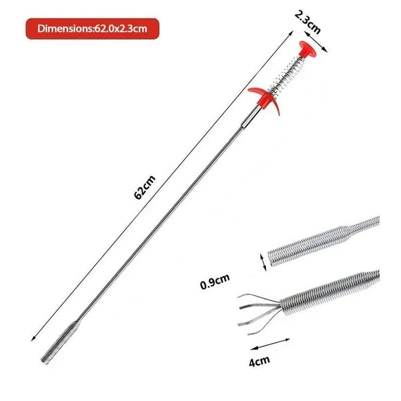 Drain Hook Flexible Spring Steel Barbed Tip 60 cm