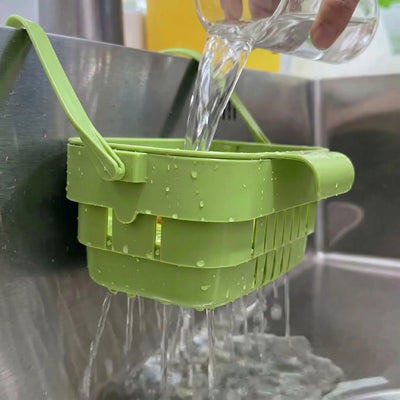 Draining Basket Foldable & Space Saving Hangs On Sink