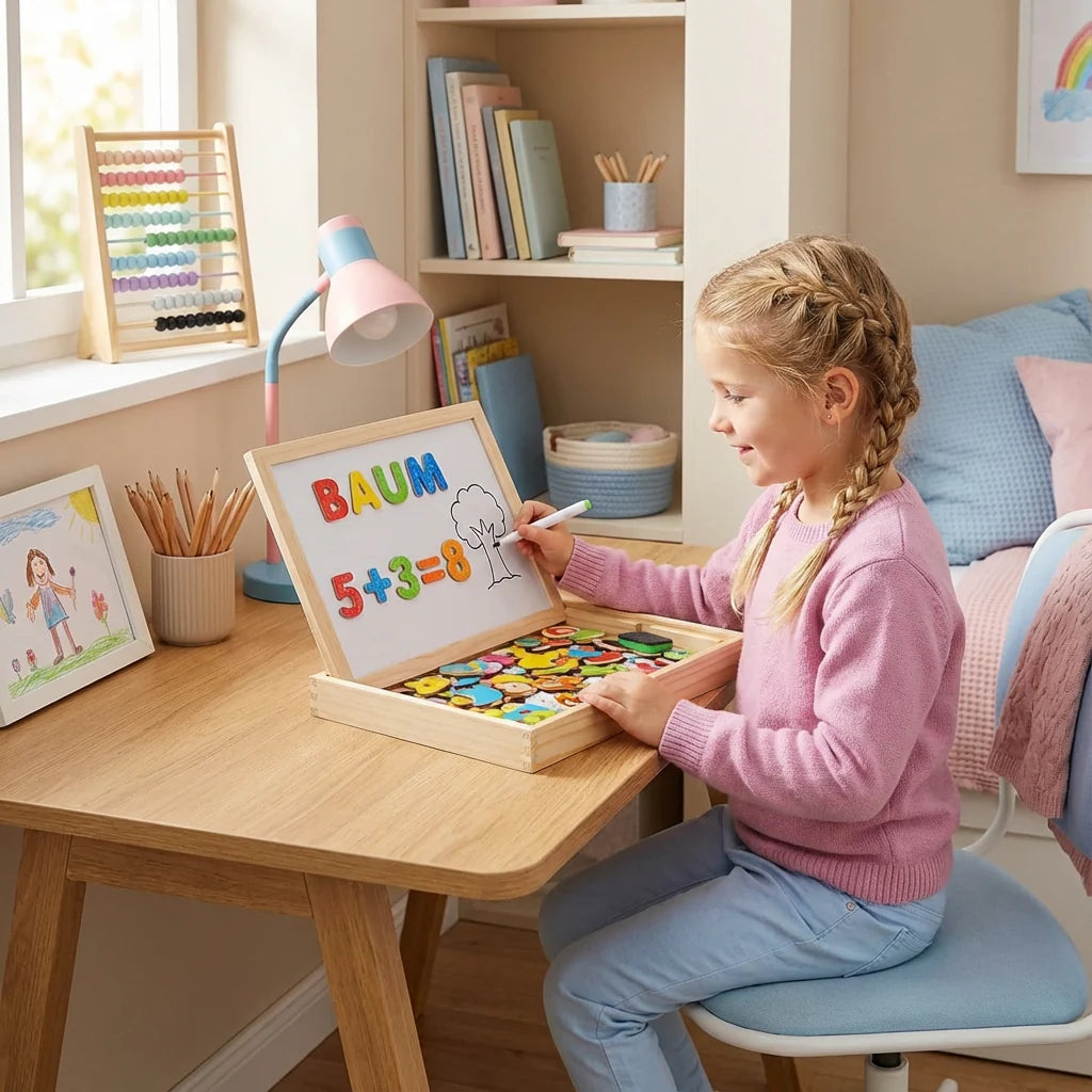 Drawing Board Magnetic & Erasable Foldable Wood Frame