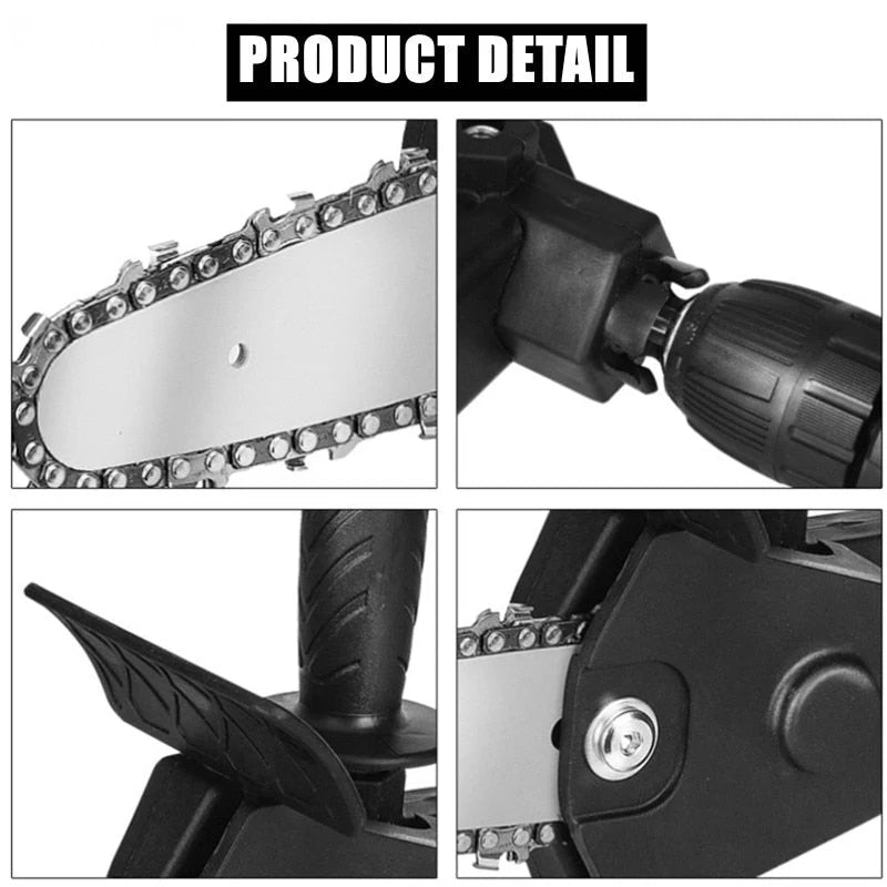 Drill Chainsaw Attachment 4 Inch Tungsten Chain Lightweight
