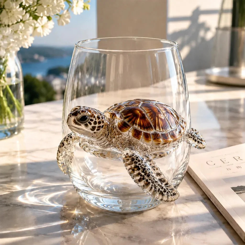 Drinking Glass Hand-Painted Octopus Motif