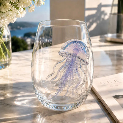 Drinking Glass Hand-Painted Octopus Motif