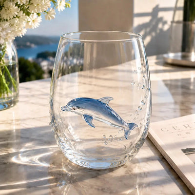 Drinking Glass Hand-Painted Octopus Motif
