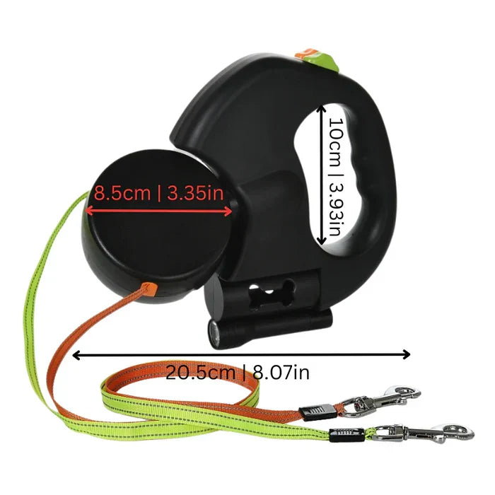 Dual Dog Leash Retractable Anti-Tangle Swivel With LED Light