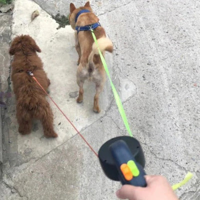 Dual Dog Leash Retractable Anti-Tangle Swivel With LED Light